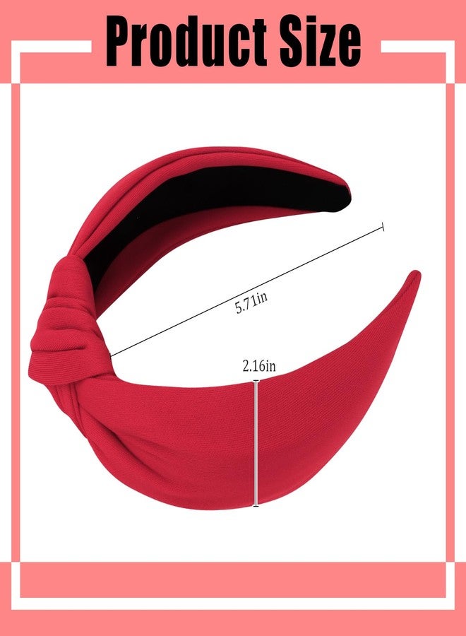 Ondder Red Top Knot Headbands - Wide Knotted Non-Slip Fashion Headbands for Women and Girls, Cloth Hair Bands - Image 2